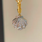 Silver Bling Shell Pendant Necklace with Gradient Lab - Grown Diamonds - floysun