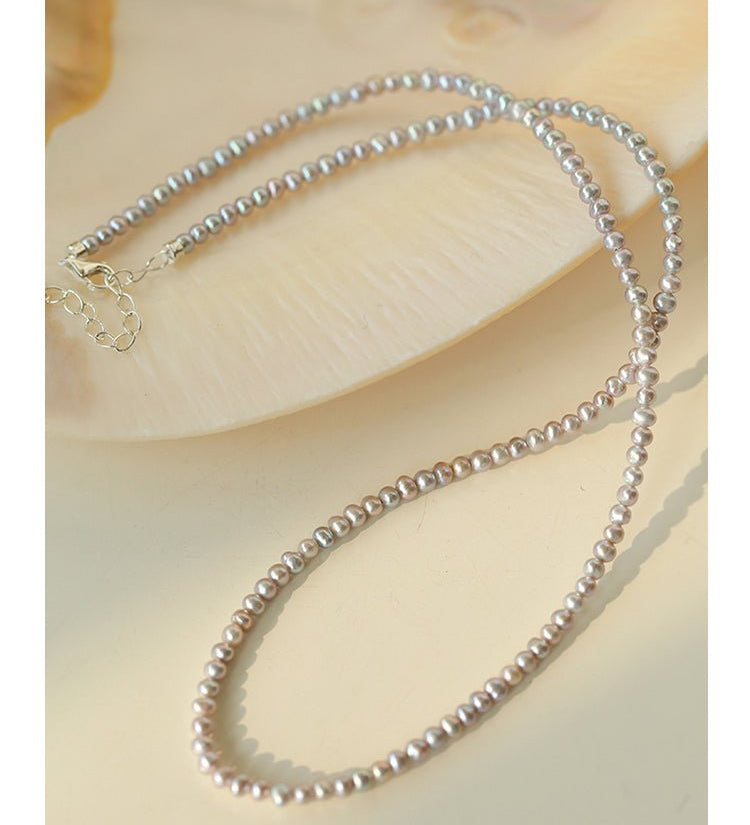 Silver Gray Mini Freshwater Pearl Necklace - floysun
