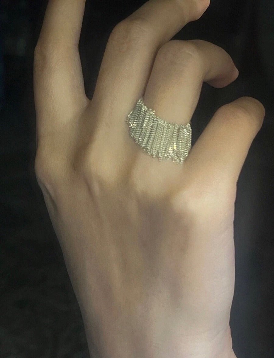 Silver Shining Galaxy Waterfall Tassel Ring - floysun