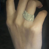 Silver Shining Galaxy Waterfall Tassel Ring - floysun
