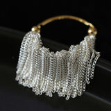 Silver Shining Galaxy Waterfall Tassel Ring - floysun