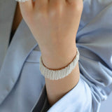 Silver Shining Galaxy Waterfall Tassel Ring - floysun
