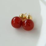 Simple Crystal Agate Tiger Eye Round Earrings - floysun