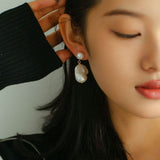 Simple Freshwater Baroque Pearl Drop Earrings - floysun