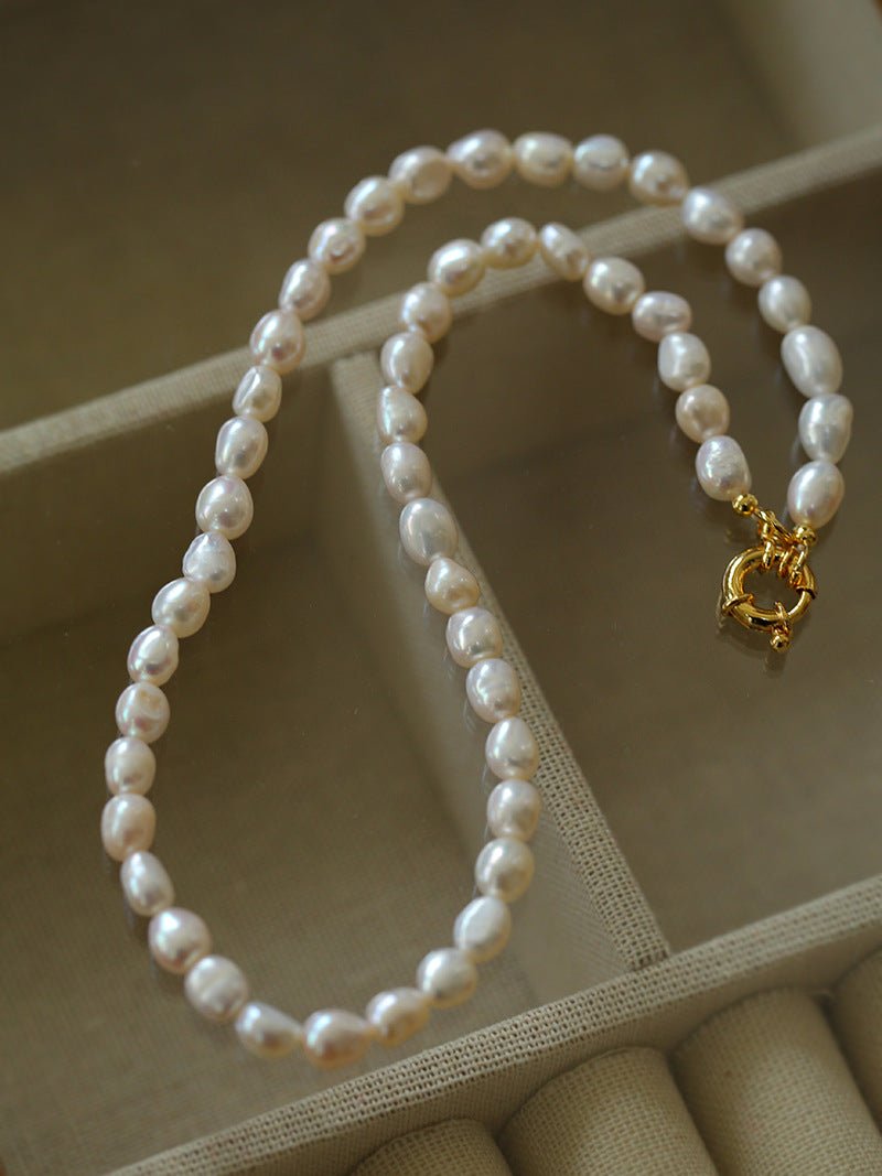 Simple Natural Pearl Choker Necklace - floysun