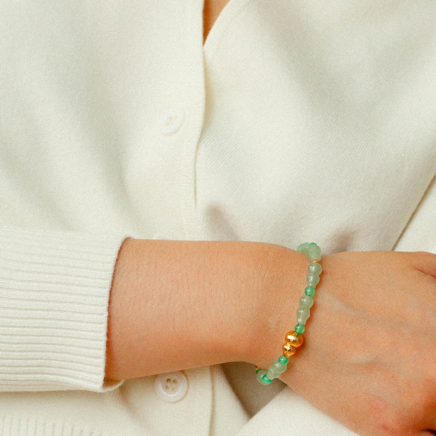 Simple Small Gourd Pendant Aventurine Beaded Bracelet - floysun