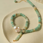 Single Baroque & Abacus Bead Natural Stone Necklace - floysun