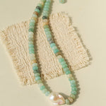 Single Baroque & Abacus Bead Natural Stone Necklace - floysun