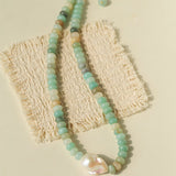 Single Baroque & Abacus Bead Natural Stone Necklace - floysun