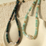 Single Baroque & Abacus Bead Natural Stone Necklace - floysun