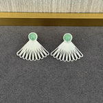 Single Fan - shaped Natural Stone Earrings - floysun