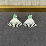 Single Fan - shaped Natural Stone Earrings - floysun
