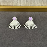 Single Fan - shaped Natural Stone Earrings - floysun