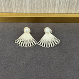 Single Fan - shaped Natural Stone Earrings - floysun
