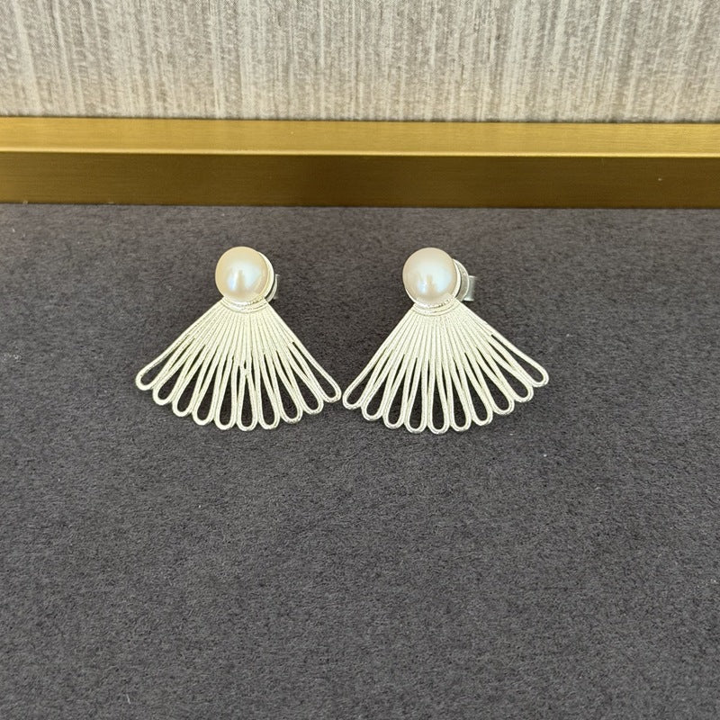 Single Fan - shaped Natural Stone Earrings - floysun