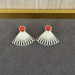 Single Fan - shaped Natural Stone Earrings - floysun