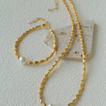 Single Freshwater Pearl Lava Texture Gold Collarbone Necklace - floysun