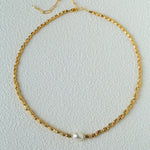 Single Freshwater Pearl Lava Texture Gold Collarbone Necklace - floysun
