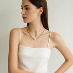 Single Freshwater Pearl Lava Texture Gold Collarbone Necklace - floysun
