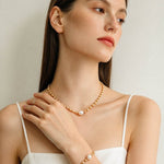 Single Freshwater Pearl Lava Texture Gold Stack Bracelet - floysun