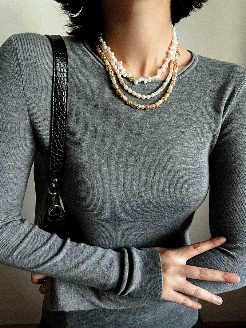 Single Lava Pearl Necklace - floysun