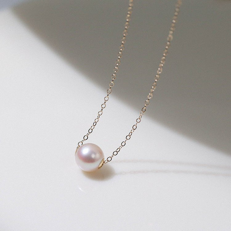 Single Round Pearl Pendant Necklace - floysun