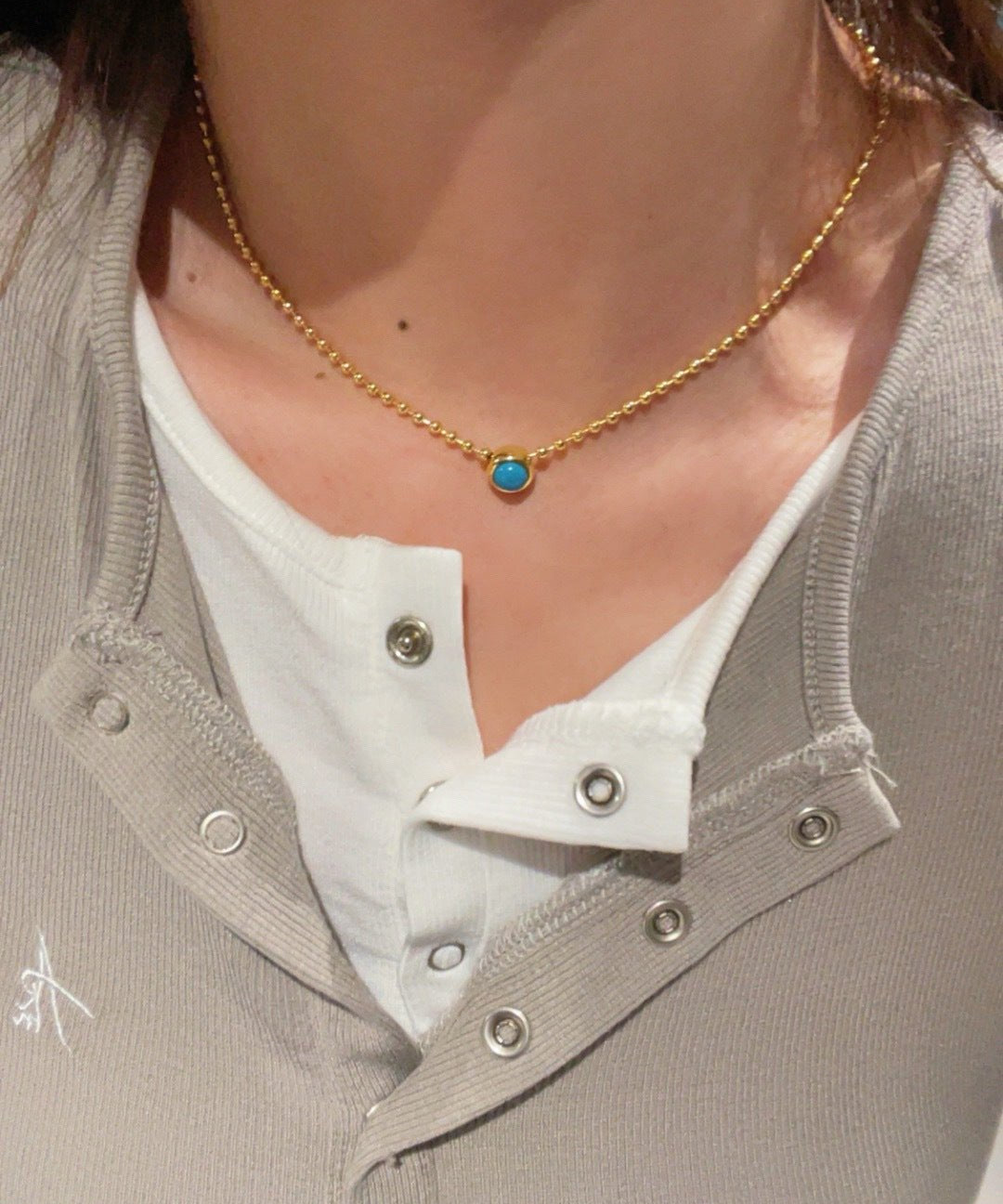 Single Turquoise Bead Choker - floysun