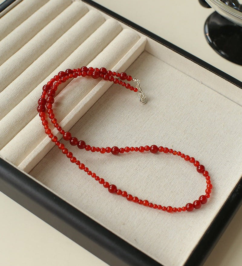 Size Gradual Change Red Agate Black Agate Short Necklace - floysun