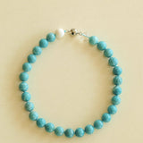 Sky Blue Stone & Shell Beaded Necklace - floysun