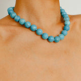 Sky Blue Stone & Shell Beaded Necklace - floysun