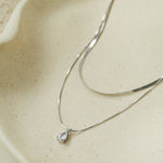 Sleek Herringbone Snake Chain Choker - Stainless Steel Pendant Necklace - floysun