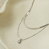 Sleek Herringbone Snake Chain Choker - Stainless Steel Pendant Necklace - floysun