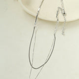Sleek Herringbone Snake Chain Choker - Stainless Steel Pendant Necklace - floysun