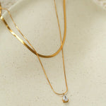 Sleek Herringbone Snake Chain Choker - Stainless Steel Pendant Necklace - floysun