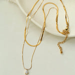 Sleek Herringbone Snake Chain Choker - Stainless Steel Pendant Necklace - floysun