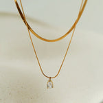 Sleek Herringbone Snake Chain Choker - Stainless Steel Pendant Necklace - floysun