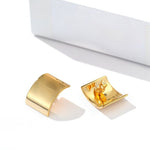 Sleek Polished Rectangular Curved Stud Earrings - floysun