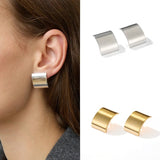 Sleek Polished Rectangular Curved Stud Earrings - floysun