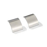 Sleek Polished Rectangular Curved Stud Earrings - floysun