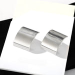 Sleek Polished Rectangular Curved Stud Earrings - floysun
