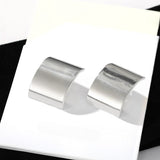 Sleek Polished Rectangular Curved Stud Earrings - floysun