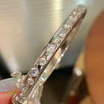 Sleek White Gold Irregular Diamond Bangle - floysun