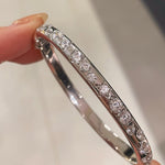 Sleek White Gold Irregular Diamond Bangle - floysun