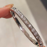 Sleek White Gold Irregular Diamond Bangle - floysun