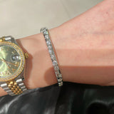 Sleek White Gold Irregular Diamond Bangle - floysun