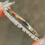 Sleek White Gold Irregular Diamond Bangle - floysun