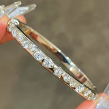 Sleek White Gold Irregular Diamond Bangle - floysun