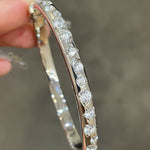 Sleek White Gold Irregular Diamond Bangle - floysun
