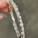 Sleek White Gold Irregular Diamond Bangle - floysun
