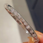 Sleek White Gold Irregular Diamond Bangle - floysun